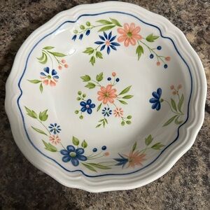 Country French Ironstone 4453 Floral Patterned Ceramic Bowl 6 5/8”
